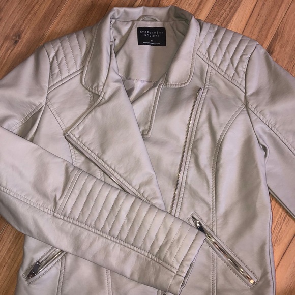 Grey Faux Leather Jacket - Picture 2 of 2